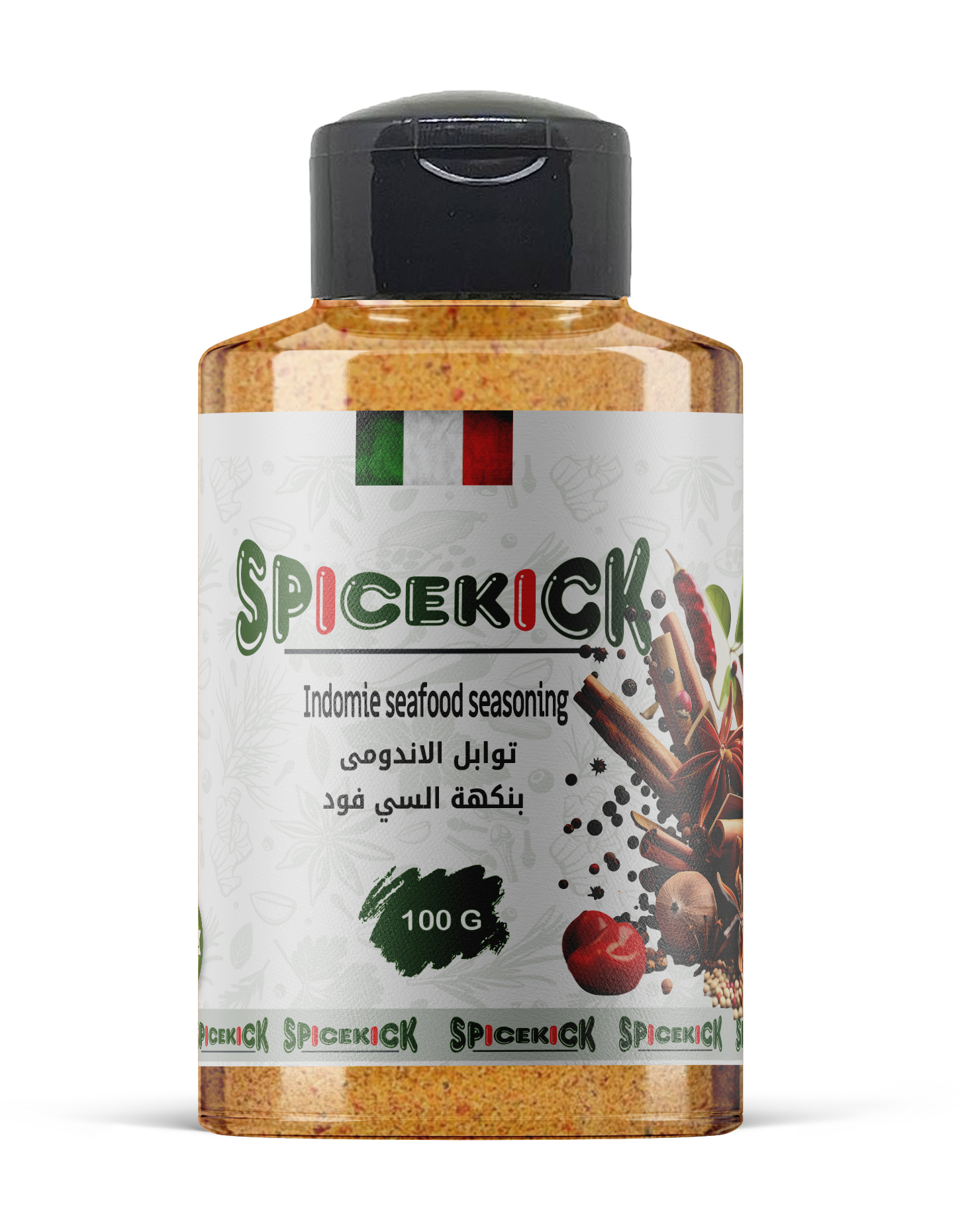 توابل اندومى بنكهة السى فود 100 جرام SpiceKick توابل الاندومي بطعم السي فود 100 جرام – مزيج توابل بحرية لذيذة يضيف نكهة سي فود غنية ورائعة للاندومي والمكرونة والشوربات البحرية اللذيذةجداً - الصورة 1
